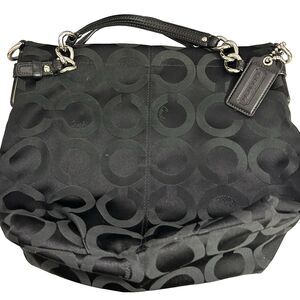 Coach Brooke Signature‎ Canvas Leather Handbag Purse Black 14147 Y2K